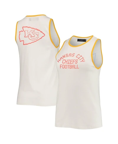 Women's White and Gold Kansas City Chiefs Throwback Pop Binding Scoop Neck Tank Top