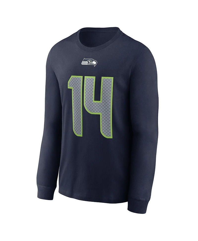 Men's Dk Metcalf Navy Seattle Seahawks Player Name Number Long Sleeve T-shirt