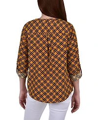 Petite Tab Y Neck Blouse