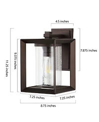 Vaughn 1-Light Modern Rustic Cube Led Outdoor Lantern Set of 2