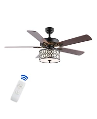 Paolo 3-Light Farmhouse Industrial Iron Scroll Drum Shade Led Ceiling Fan with Remote