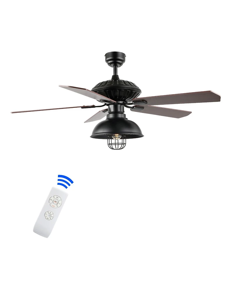 Ashton 1-Light Farmhouse Industrial Iron Dome Shade Led Ceiling Fan with Remote