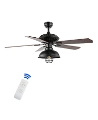 Ashton 1-Light Farmhouse Industrial Iron Dome Shade Led Ceiling Fan with Remote