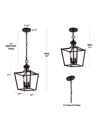 Camden 3-Light Iron Classic Midcentury Pendant Lantern