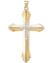 Large Two-Tone Cross Pendant in 10k Gold