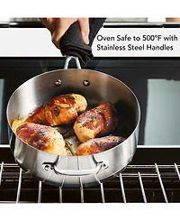 KitchenAid 3-Ply Base Stainless Steel 4.5 Quart Induction Saute Pan with Helper Handle and Lid