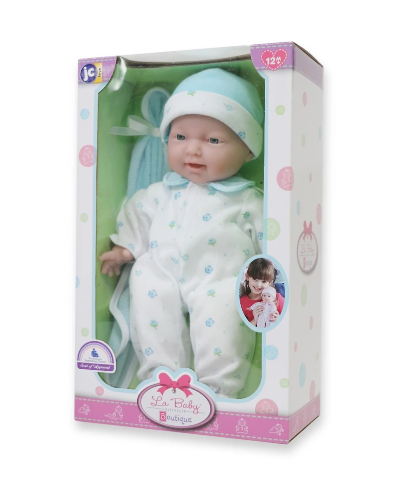La Baby Caucasian 11" Soft Body Baby Doll Blue Outfit