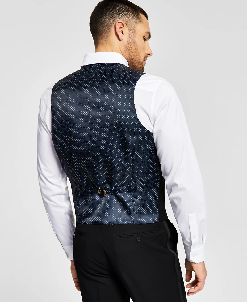 Alfani Men's Classic-Fit Stretch Black Tuxedo Vest, Created for Macy's
