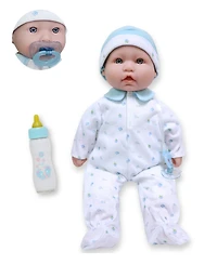 La Baby Caucasian 16" Soft Body Baby Doll Blue Outfit