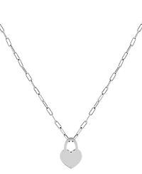 Heart Padlock Paperclip Link 18" Pendant Necklace in 18k Gold-Plated Sterling Silver (Also in Sterling Silver)