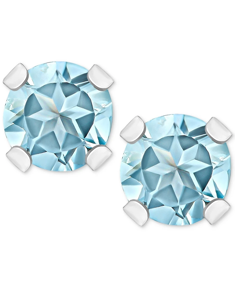 Aquamarine (1/5 ct. t.w.) Solitaire Stud Earrings 14k Gold (Also Sapphire, Emerald & Ruby)