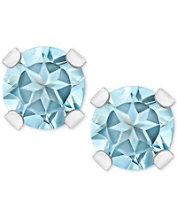Aquamarine (1/5 ct. t.w.) Solitaire Stud Earrings 14k Gold (Also Sapphire, Emerald & Ruby)