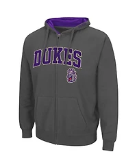 Men's Charcoal James Madison Dukes Arch Logo 3.0 Full-Zip Hoodie