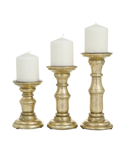 Wood Traditional Candle Holder, Set of 3
