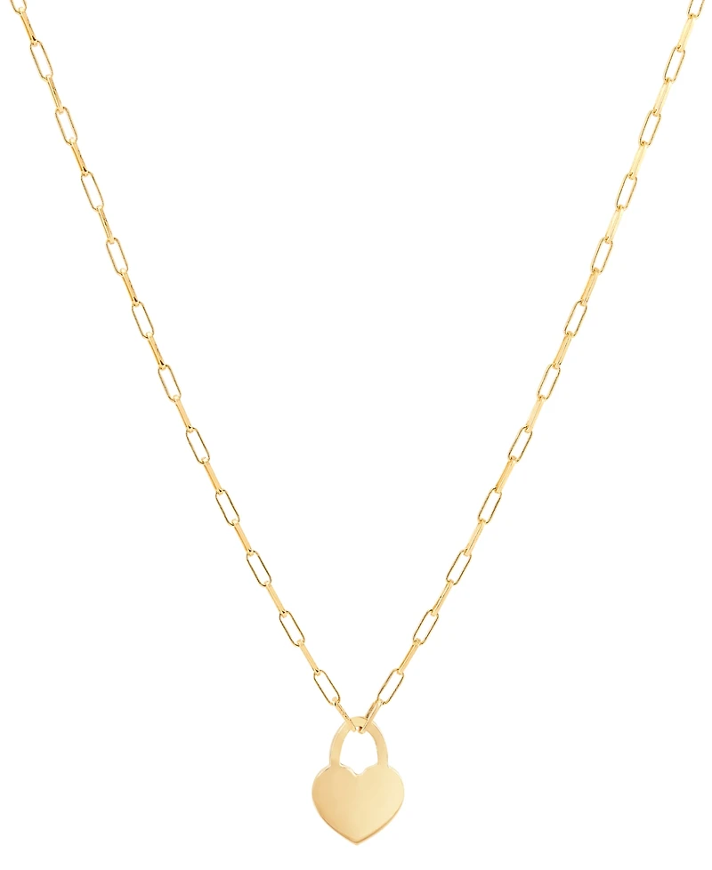 Heart Padlock Paperclip Link 18" Pendant Necklace 18k Gold-Plated Sterling Silver (Also Silver)