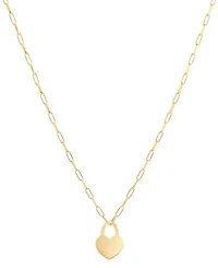 Heart Padlock Paperclip Link 18" Pendant Necklace 18k Gold-Plated Sterling Silver (Also Silver)