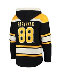 Men's David Pastrnak Black Boston Bruins Player Lacer Pullover Hoodie