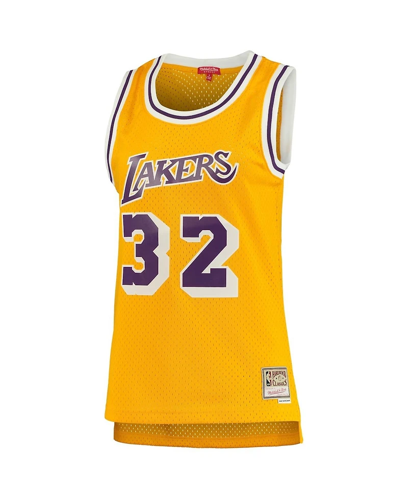 Women's Magic Johnson Gold Los Angeles Lakers 1984-85 Hardwood Classics Swingman Jersey