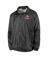 Men's Black Tampa Bay Buccaneers Coaches Classic Raglan Full-Snap Windbreaker Jacket