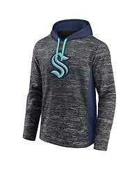 Men's Charcoal, Deep Sea Blue Seattle Kraken Instant Replay Space-Dye Pullover Hoodie