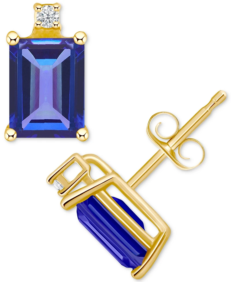 Ruby (1-3/8 ct. t.w.) & Diamond Accent Stud Earrings in 14k Gold (Also in Emerald, Tanzanite, & Sapphire)