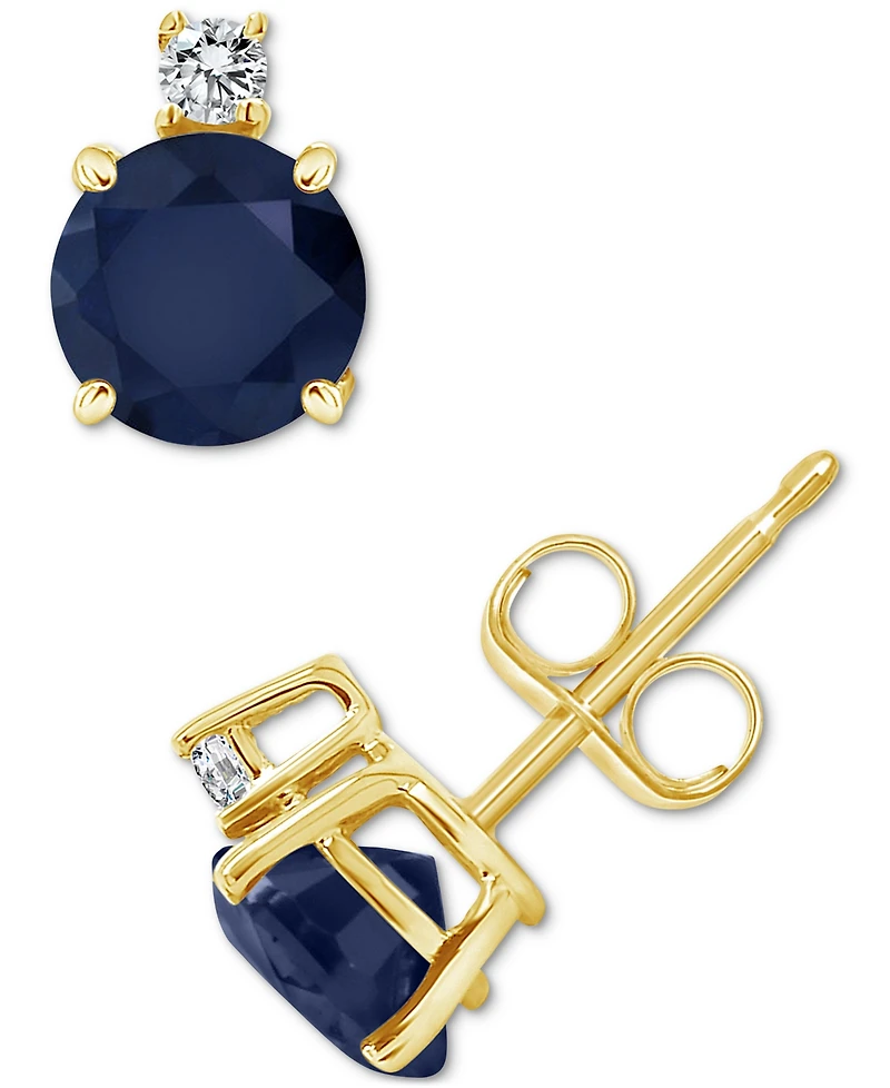 Ruby (1-1/3 ct. t.w.) & Diamond Accent Stud Earrings 14k Gold (Also Emerald Sapphire)