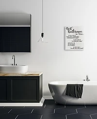 Stupell Industries Five Star Bathroom Funny Word Black and White Textured Design Stretched Canvas Wall Art, 16" x 20"