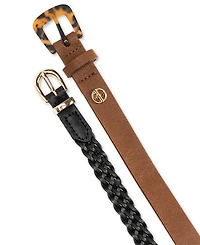 Giani Bernini Women's 2-Pk. Solid & Braided Belt Set