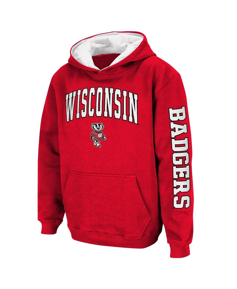 Big Boys Red Wisconsin Badgers 2-Hit Team Pullover Hoodie