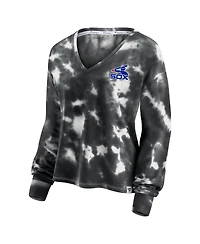 Women's Fanatics White and Black Chicago Sox Tie-Dye V-Neck Pullover Cropped Tee