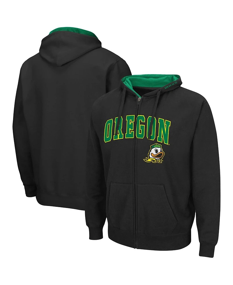 Men's Colosseum Black Oregon Ducks Arch and Logo 3.0 Full-Zip Hoodie