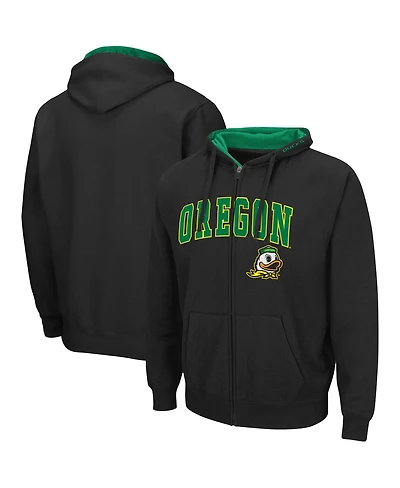 Men's Colosseum Black Oregon Ducks Arch and Logo 3.0 Full-Zip Hoodie