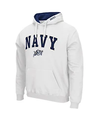 Men's Colosseum White Navy Midshipmen Arch and Logo 3.0 Pullover Hoodie