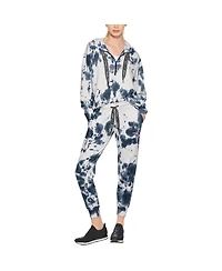 Women's Dkny Sport White, Navy New England Patriots Melody Tie-Dye Jogger Pants