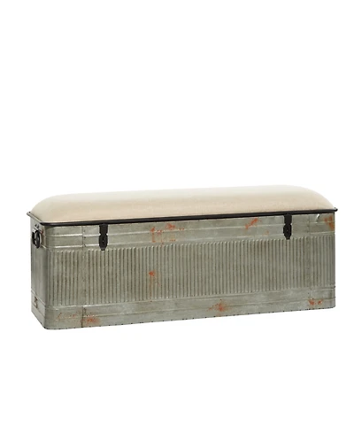 Iron and Fabric Farmhouse Bench