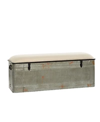 Iron and Fabric Farmhouse Bench