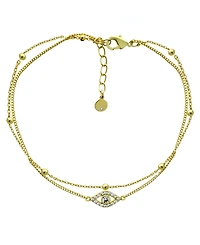 And Now This Evil Eye Double Chain Anklet in Gold Plate