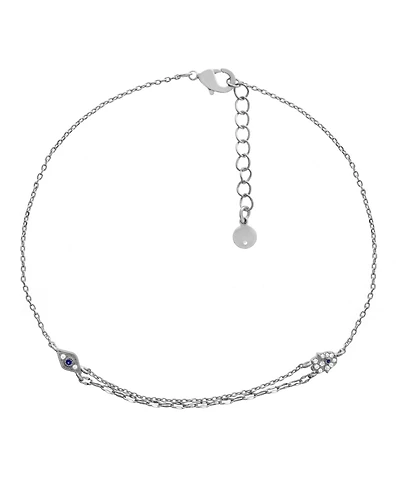 And Now This Hamsa and Evil Eye Anklet in Silver Plate