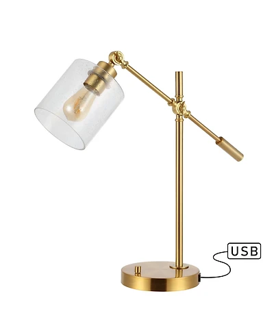 Kathryn Classic Glass Adjustable Head Modern Usb Charging Led Task Lamp