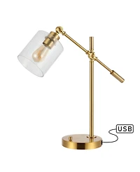 Kathryn Classic Glass Adjustable Head Modern Usb Charging Led Task Lamp