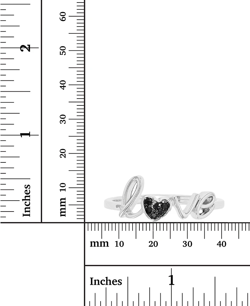 Black Spinel Love Ring (1/20 ct. t.w.) Sterling Silver & Rhodium-Plate