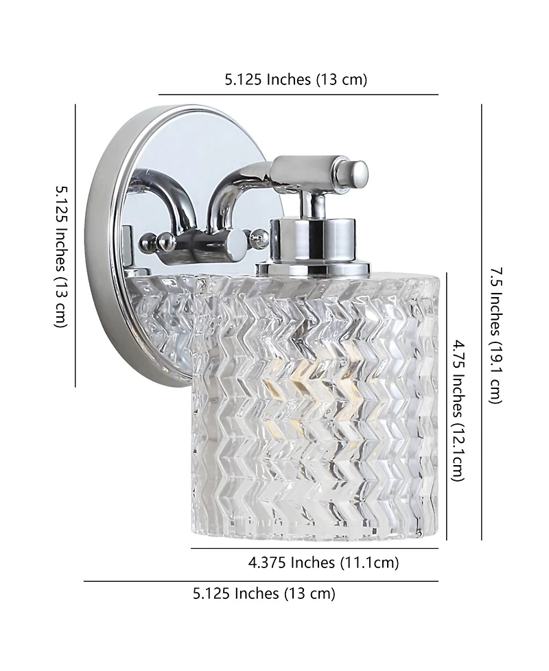 Spaulding Vintage-like -Light Pattern Glass Farmhouse Cottage Led Vanity Light