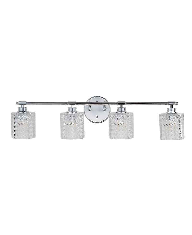 Spaulding Vintage-like 4-Light Pattern Glass Farmhouse Cottage Led Vanity Light