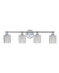 Spaulding Vintage-like 4-Light Pattern Glass Farmhouse Cottage Led Vanity Light