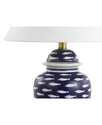School Of Fish 22" Ginger Jar Ceramic, Led Table Lamp