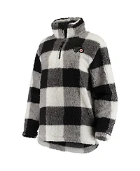 Women's Black and White Philadelphia Flyers Plaid Sherpa Quarter-Zip Jacket