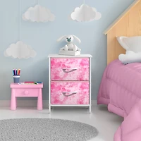 Sorbus Nightstand with 2 Drawers - Steel Frame, Wood Top & Easy Pull Fabric Bins Great for Home, Bedroom, Office College Dorm