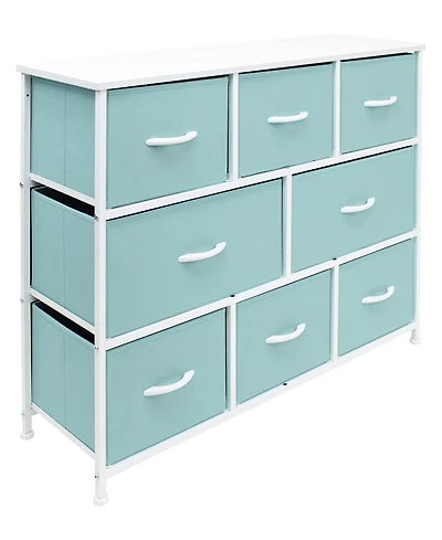Sorbus 8 Drawers Wide Dresser - Organizer Unit with Steel Frame Wood Top and handle