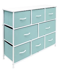 Sorbus 8 Drawers Wide Dresser - Organizer Unit with Steel Frame Wood Top and handle