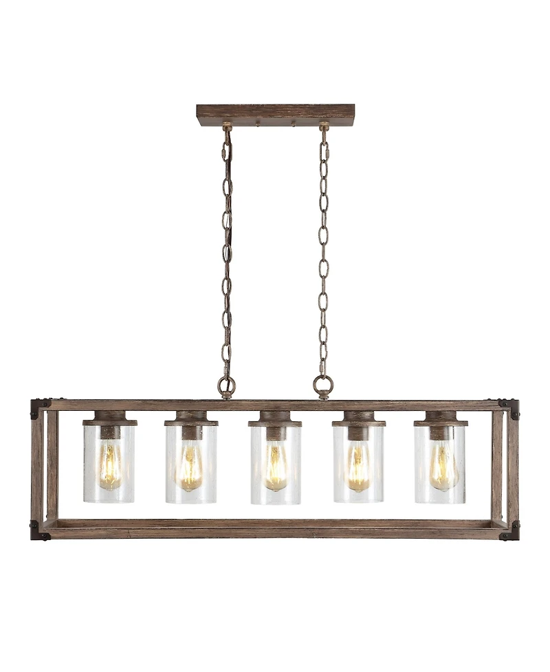 Jonathan Y Zeniba 5-Light Linear Adjustable Rustic Farmhouse Led Pendant